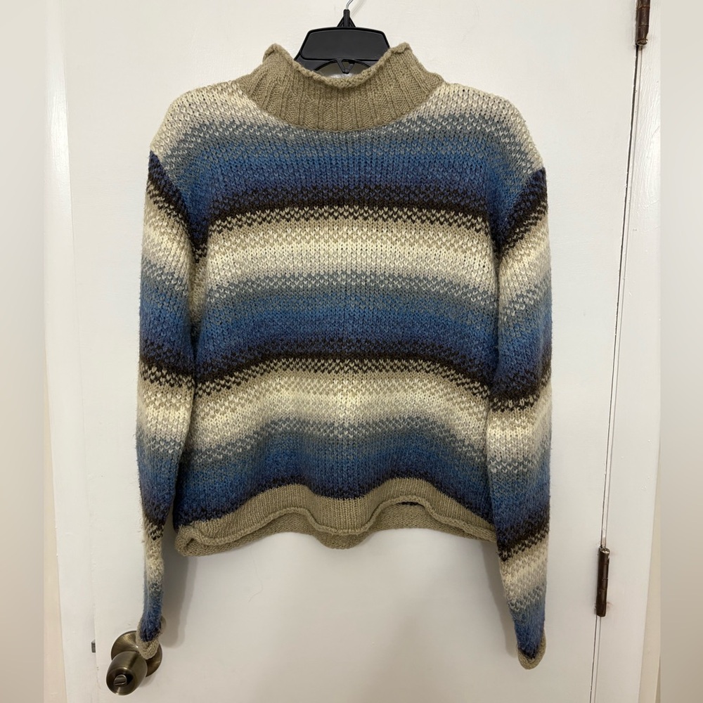 Vintage Milano Design Group Ombre Gradient Striped Knit Sweater Mock Neck Medium